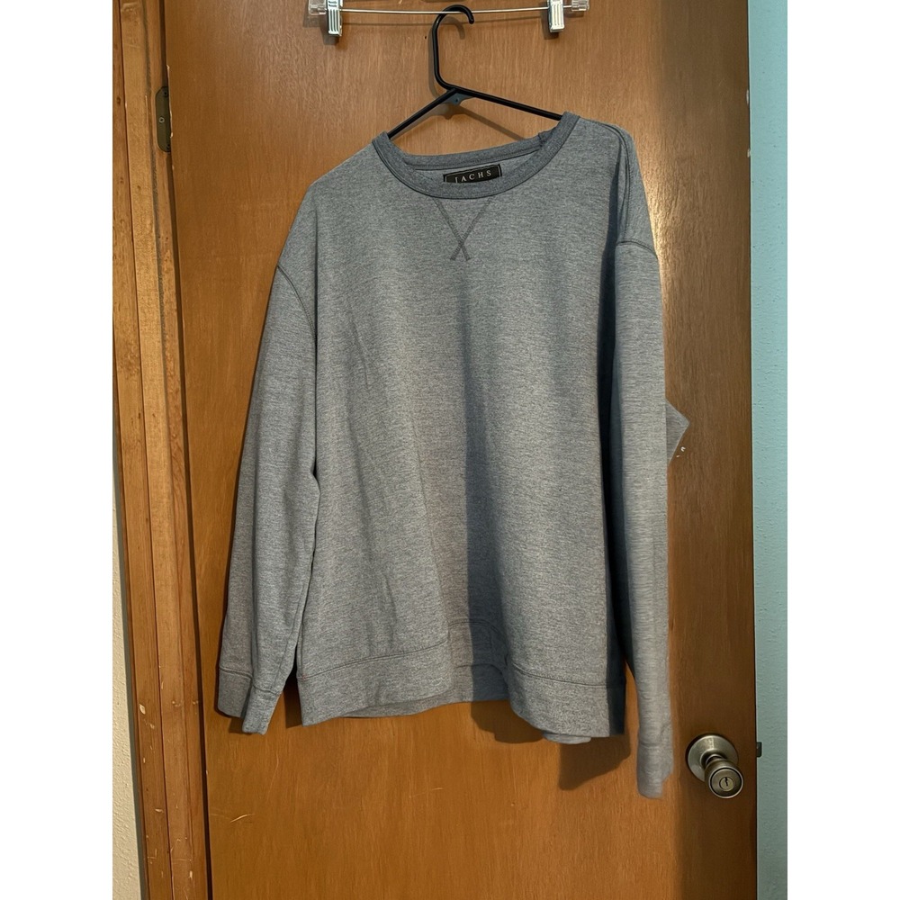 JACHS New York Men's Pullover Sweatshirt Solid Gray Long Sleeve 2XL (387)